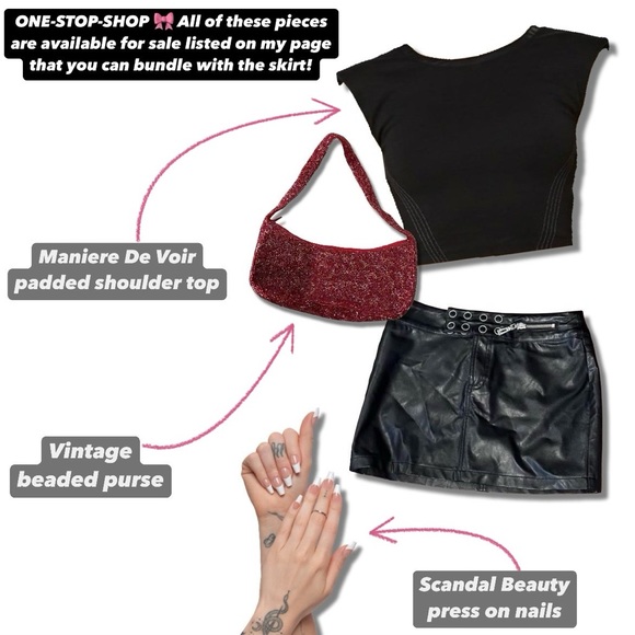 I.AM.GIA REIKA BLACK LEATHER MOTO MINI SKIRT Y2K GRUNGE - Picture 3 of 7